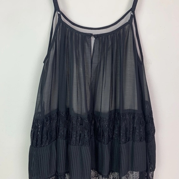 Alice + Olivia Dejas Chiffon Lace Midi Slip Dress in Black Size S - Picture 10 of 16